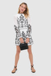 Black and White Embroidered Magda Mini Dress