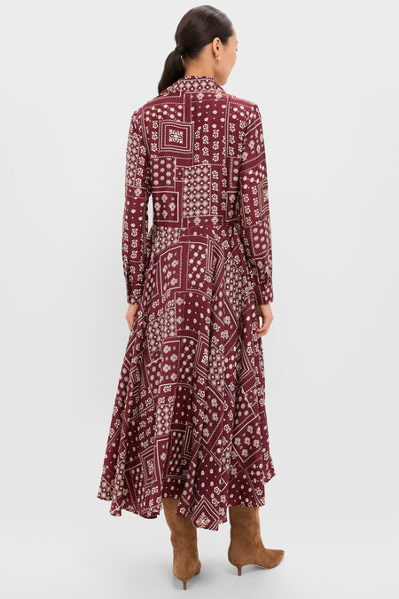 Brown Saddle Aelin Panel Silk Dress