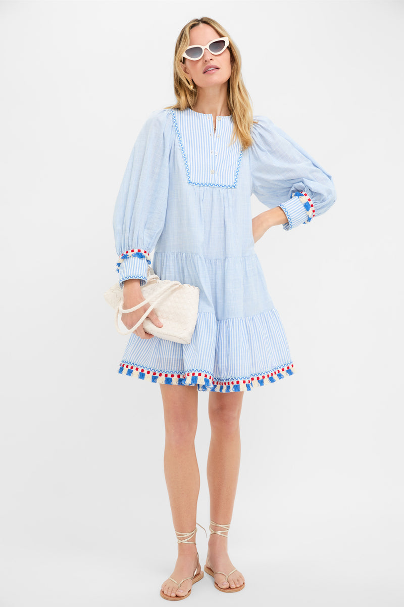 Chambray Stripe Fringe Jen Dress