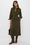 Olive Wide Wale Corduroy Tara Shirt Dress