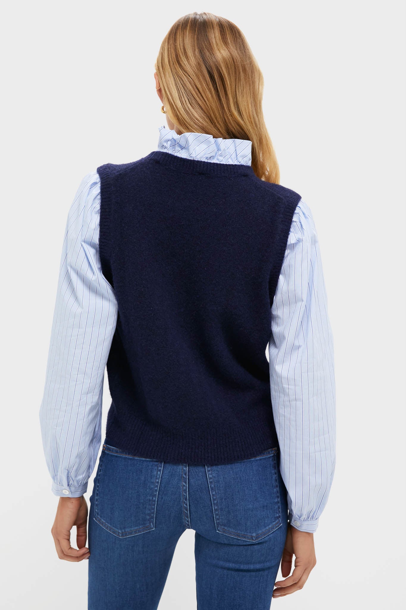 Navy Striped Ella Sweater Blouse