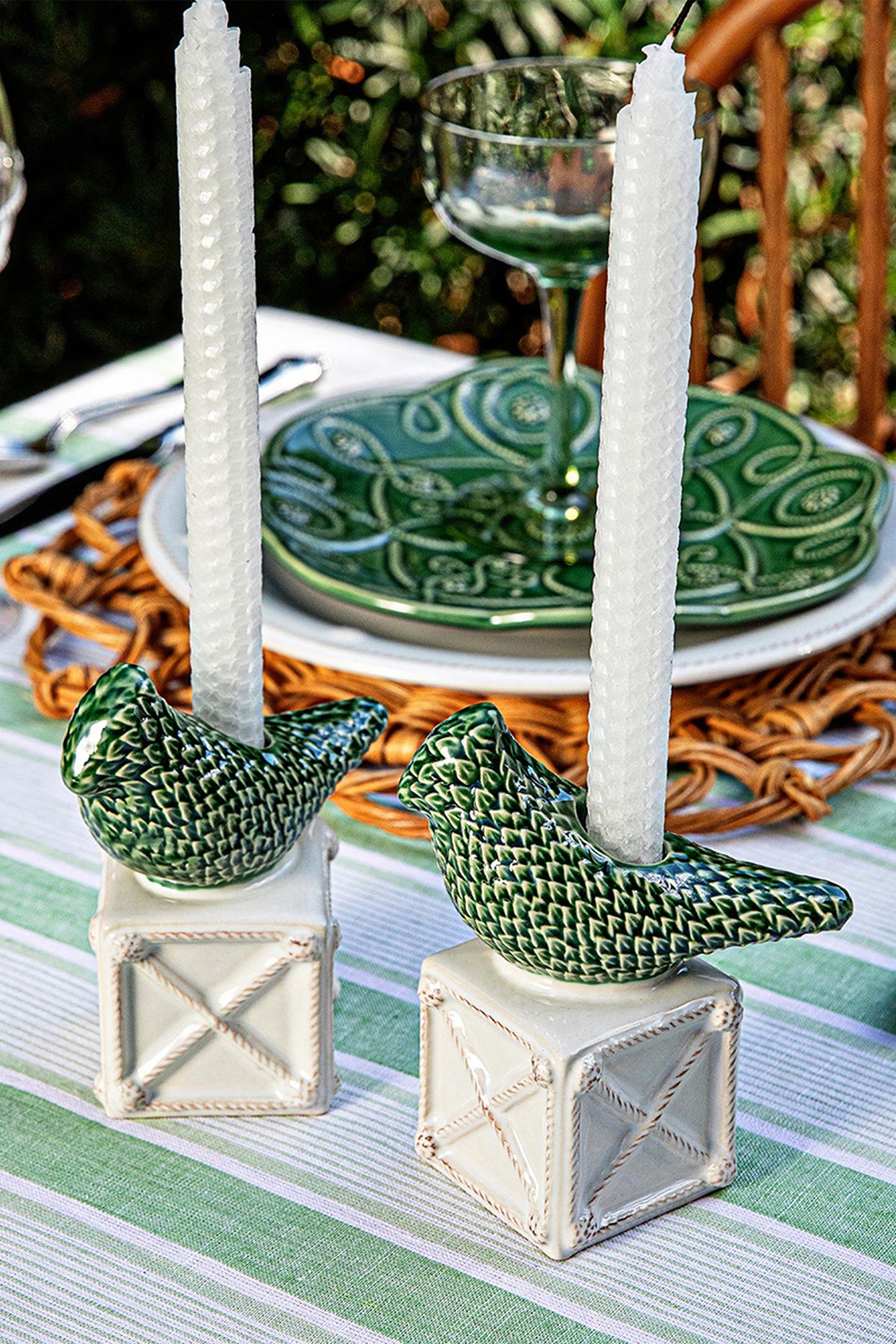 Berry & Thread Bird Topiary Candlestick Set/2