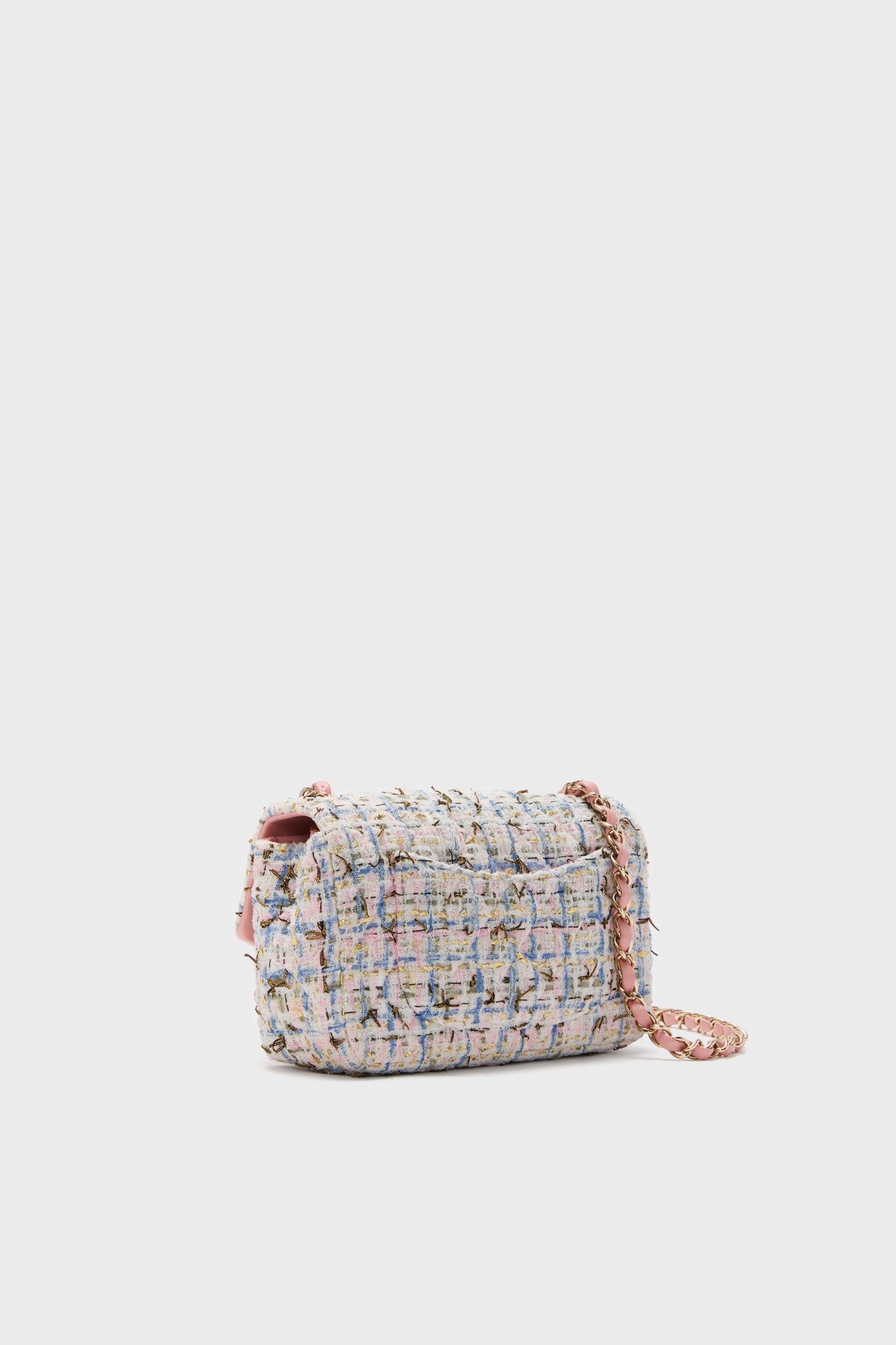 CHANEL Pink Tweed Mini Matelasse Crossbody