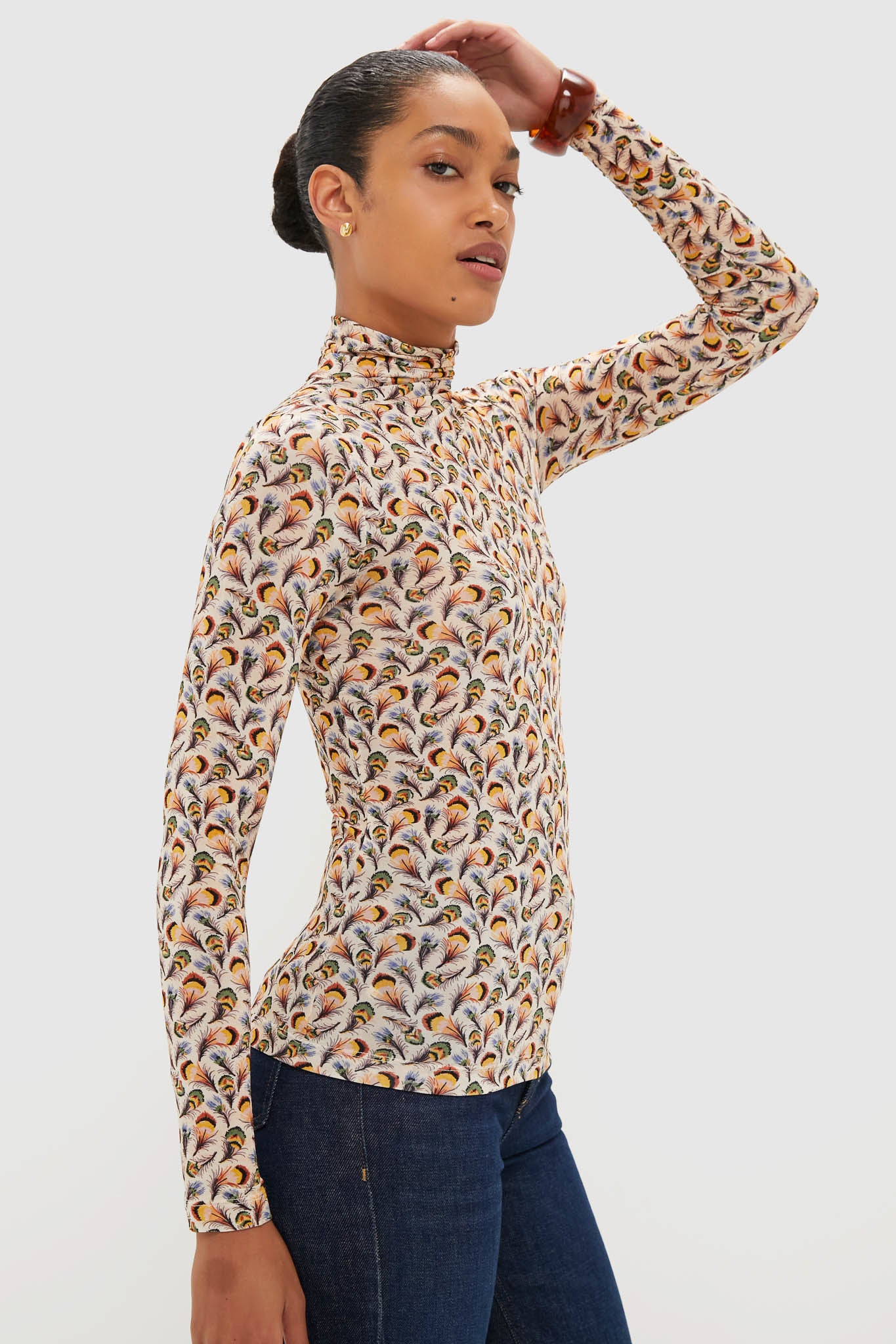 Swan Aurelia Jersey Long Sleeve Turtleneck Top