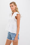 White Flutter Sleeve Smocked Irma Top