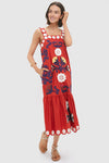 Red Catrine Applique Tank Dress