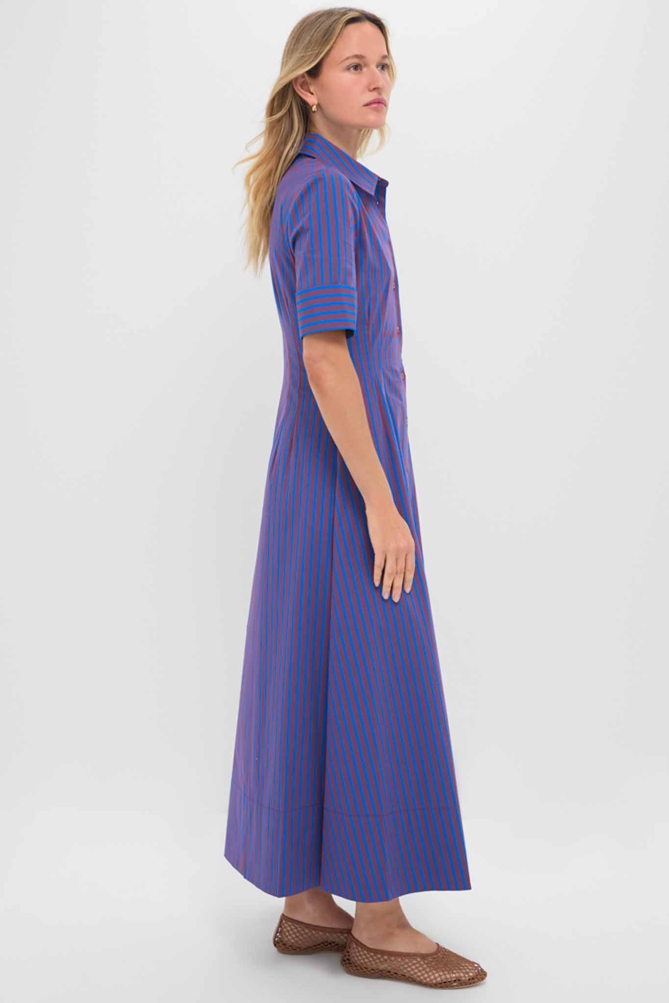 blue and purple striped dress Unique Vintage Plus Size Pastel Purple & Blue Stripe Sleeveless Button Swing Dress