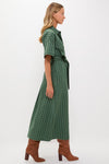 Dark Green Windowpane Seersucker Zacara Dress
