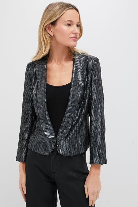 Gunmetal Sequin Cropped Zana Jacket