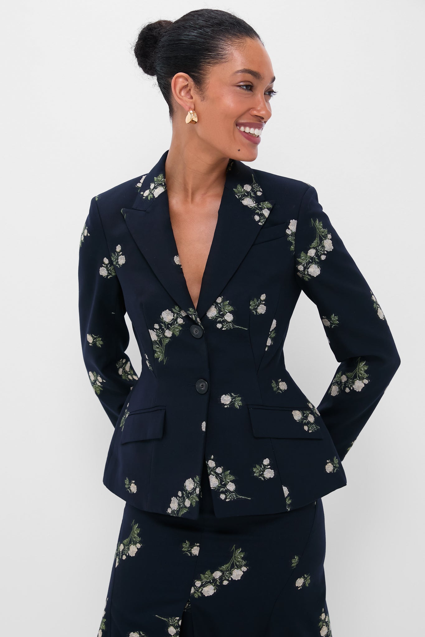 Midnight Blue Fitted Single Breasted Blazer