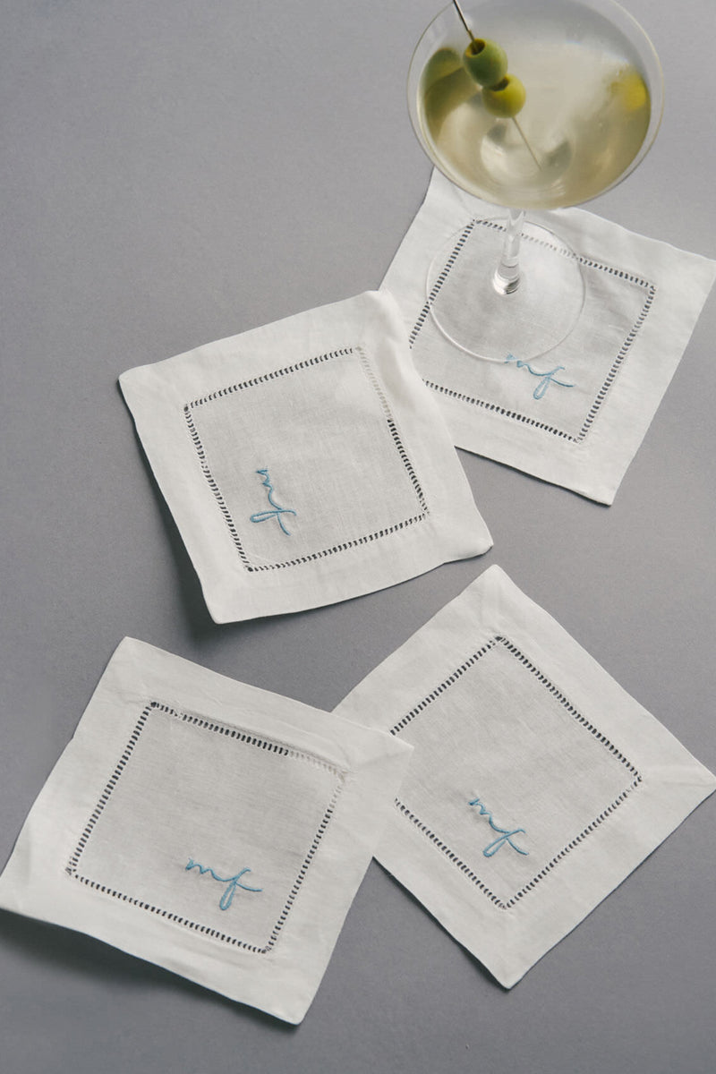 Hemstitched Cocktail Napkins Set of 4