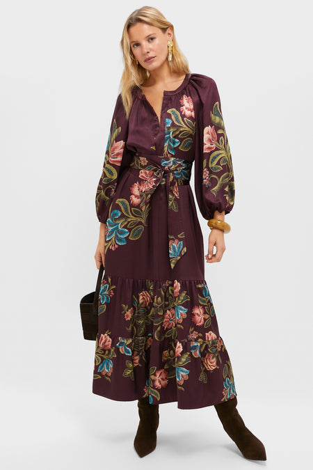 Winetasting Dianthus Jacquard Lyles Dress