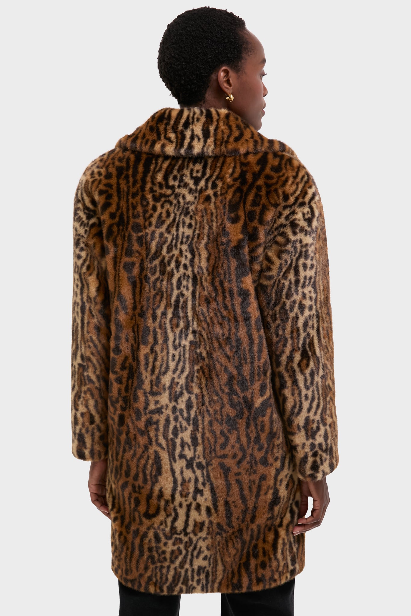 Leopard Print Faux Fur Camille Cocoon Coat