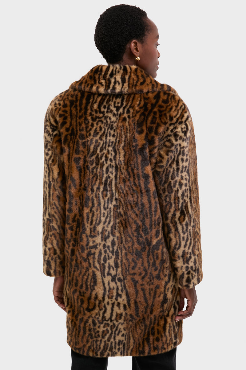 Leopard Print Faux Fur Camille Cocoon Coat