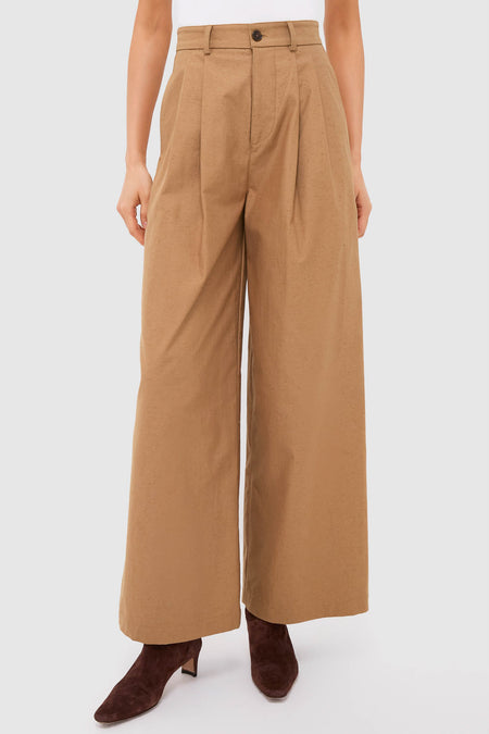 Umber Slubby Cotton Atelier Pleated Pant 2