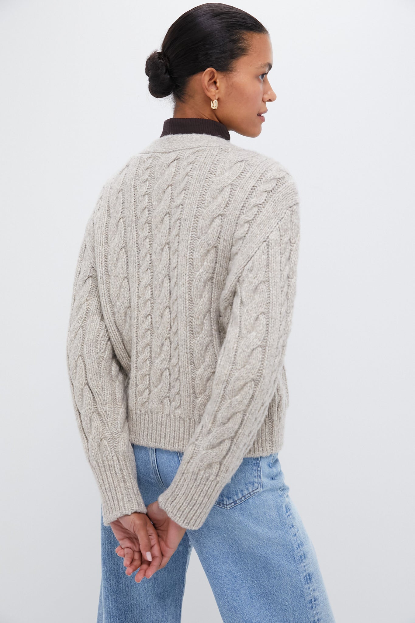 Gray Cable Knit Cropped Arthur Cardigan | Tuckernuck