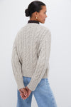 Gray Cable Knit Cropped Arthur Cardigan