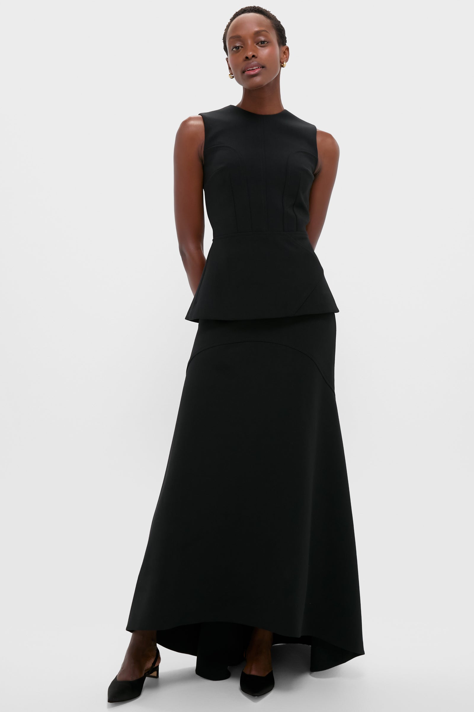 Black Synan Birdseye Suiting Maxi Skirt