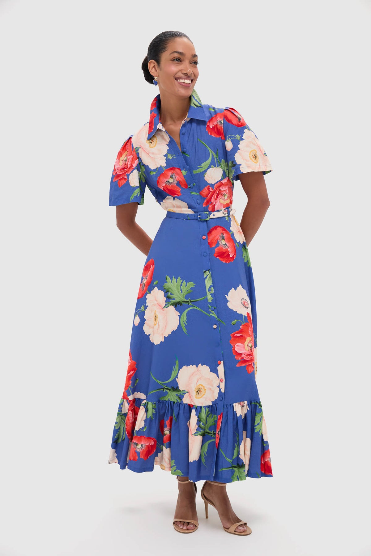 blue and red poppy dress Eliza Red Poppy Dress 3 main image 1