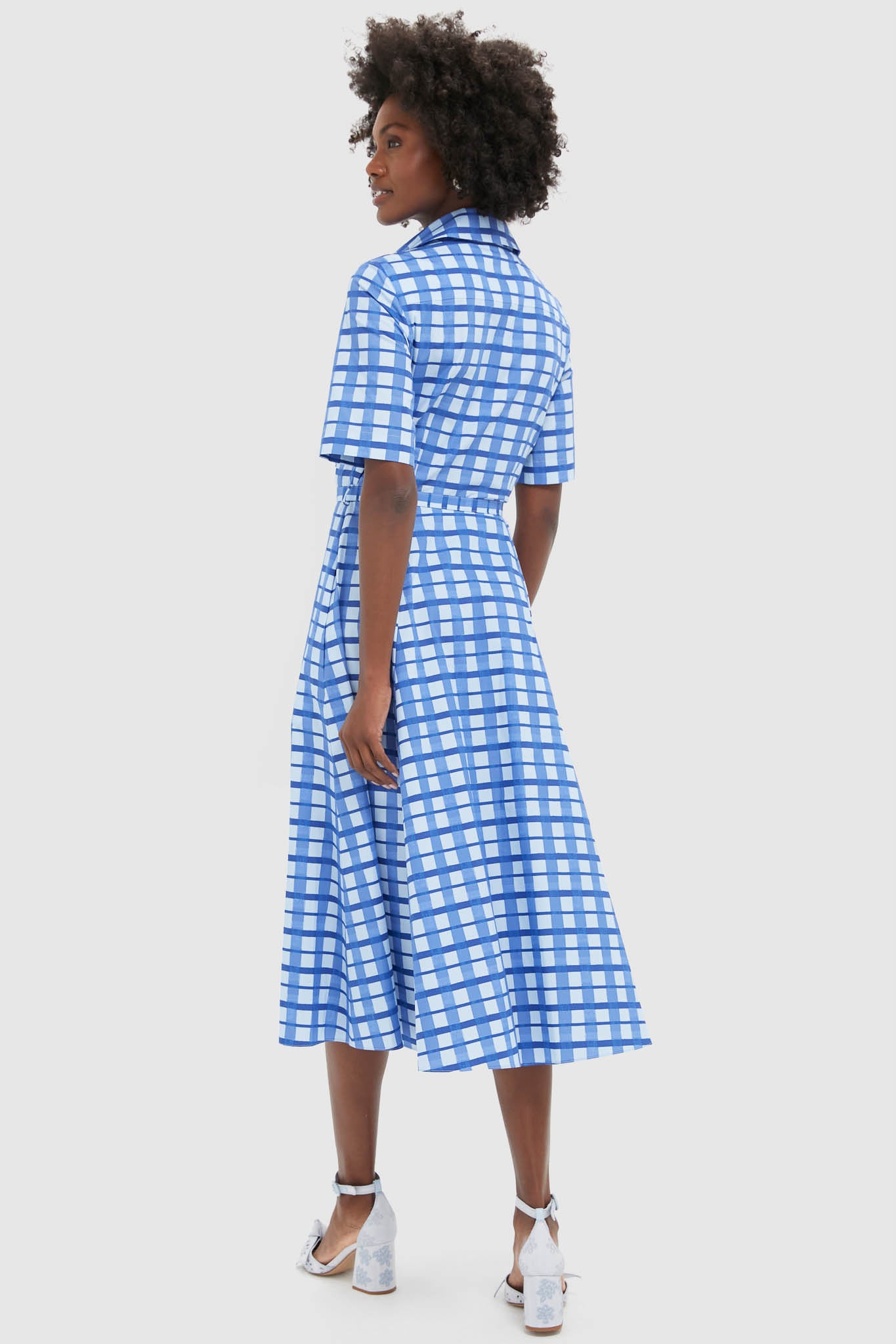 Painted Gingham Blue Rubie Midi Dress