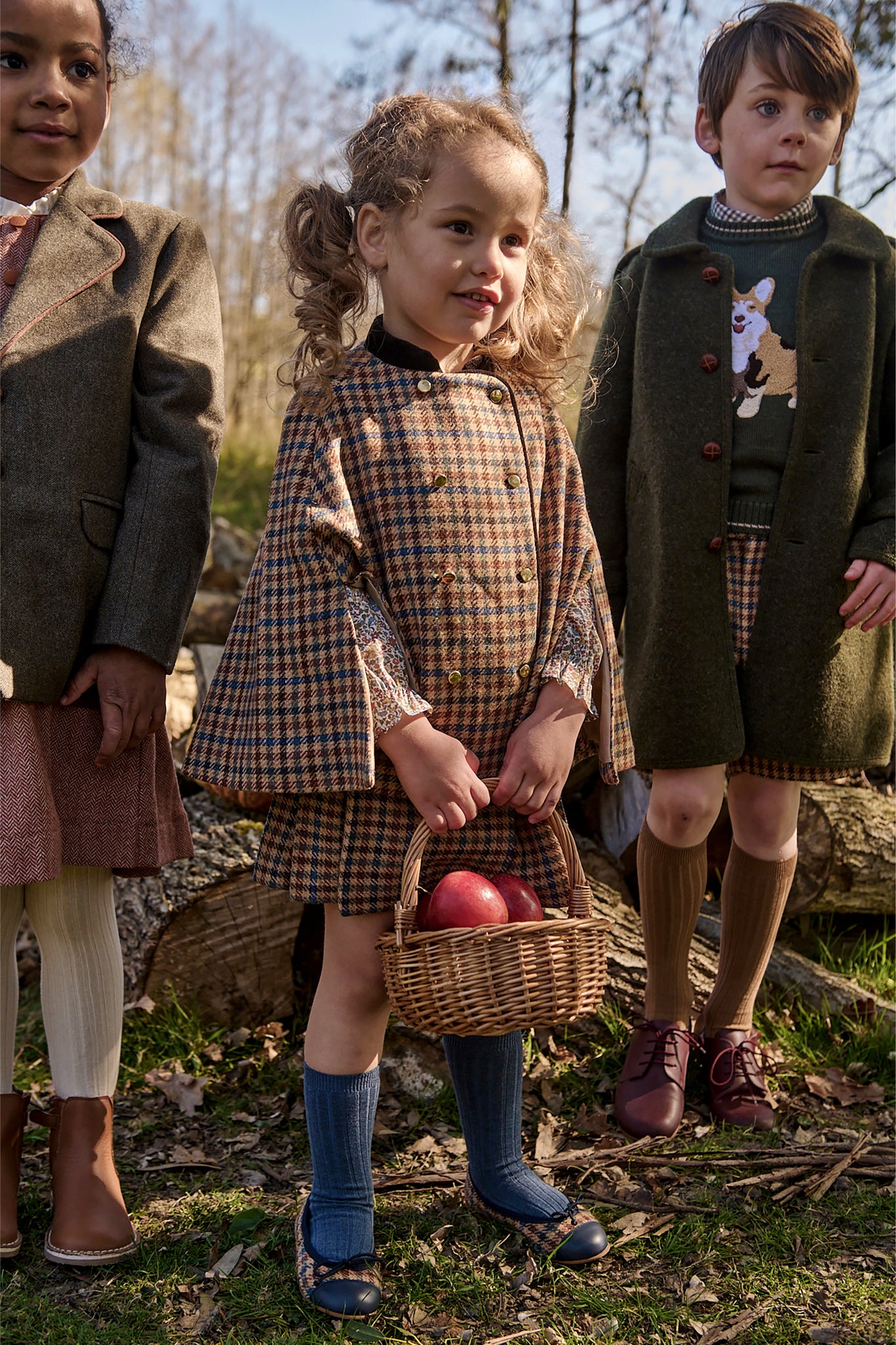 Tweed Buckled Kilt in Brown and Blue | Pepa London