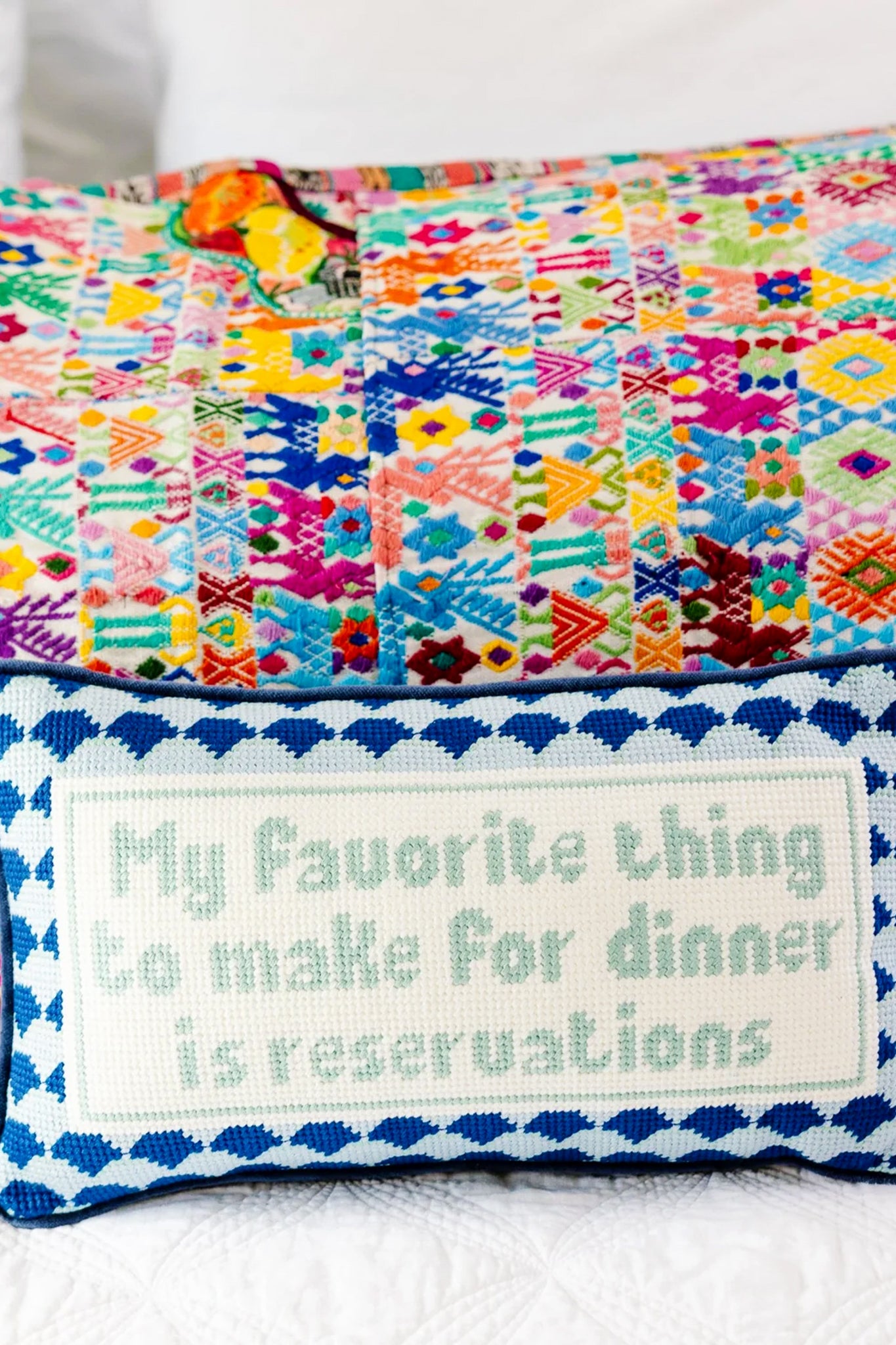 Reservations Needlepoint Pillow