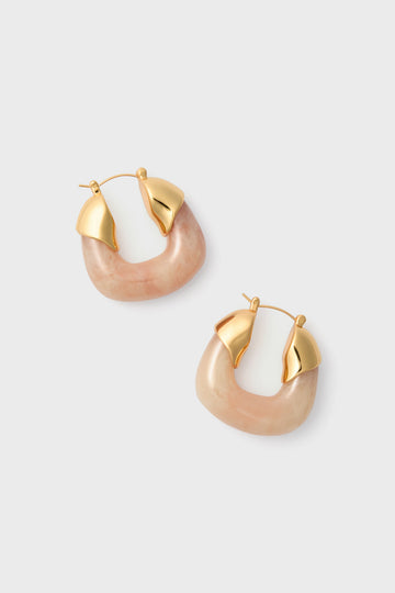 Pink Marble Organic Hoops