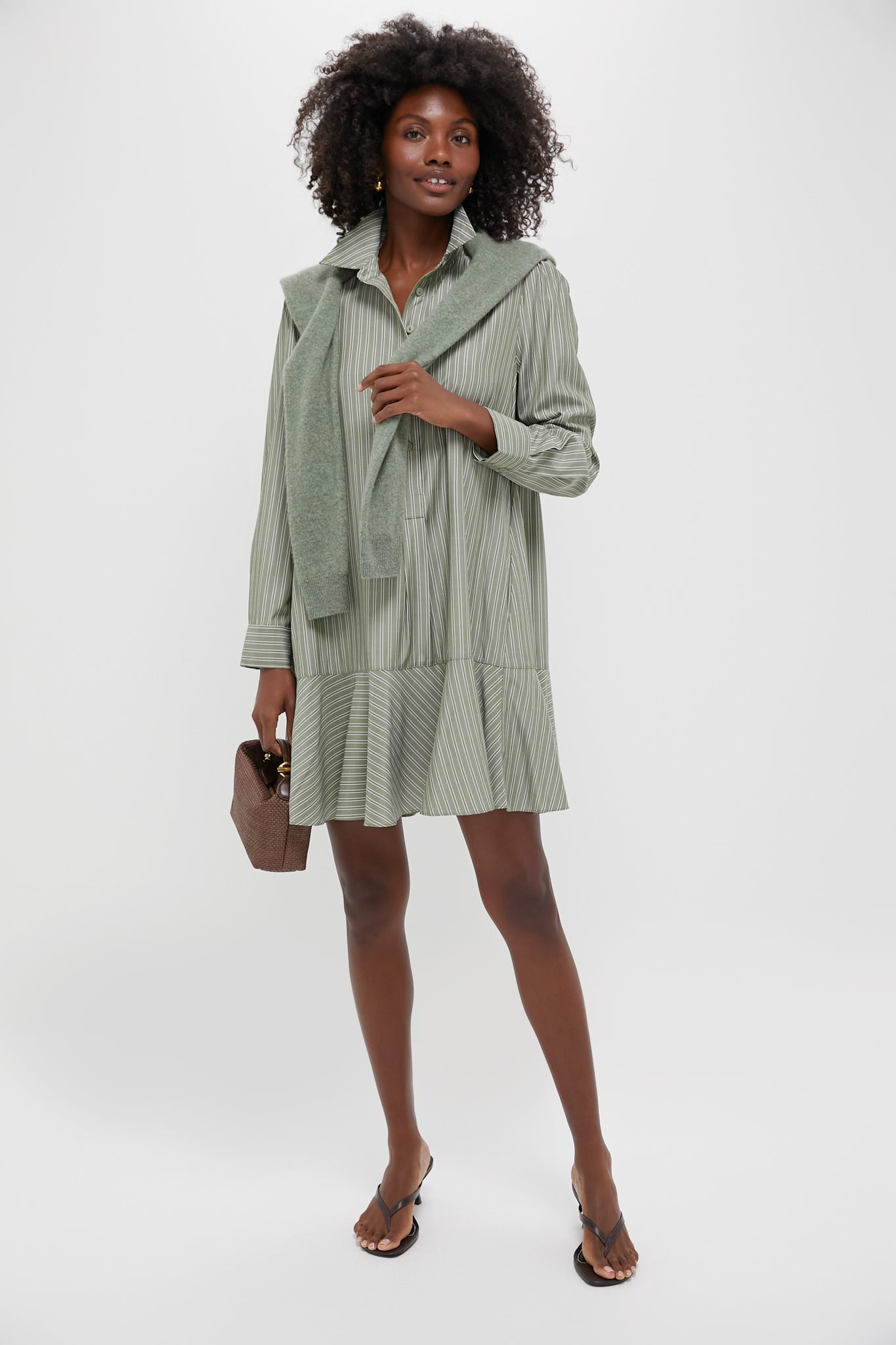 Green Stripe Callahan Shirt Dress
