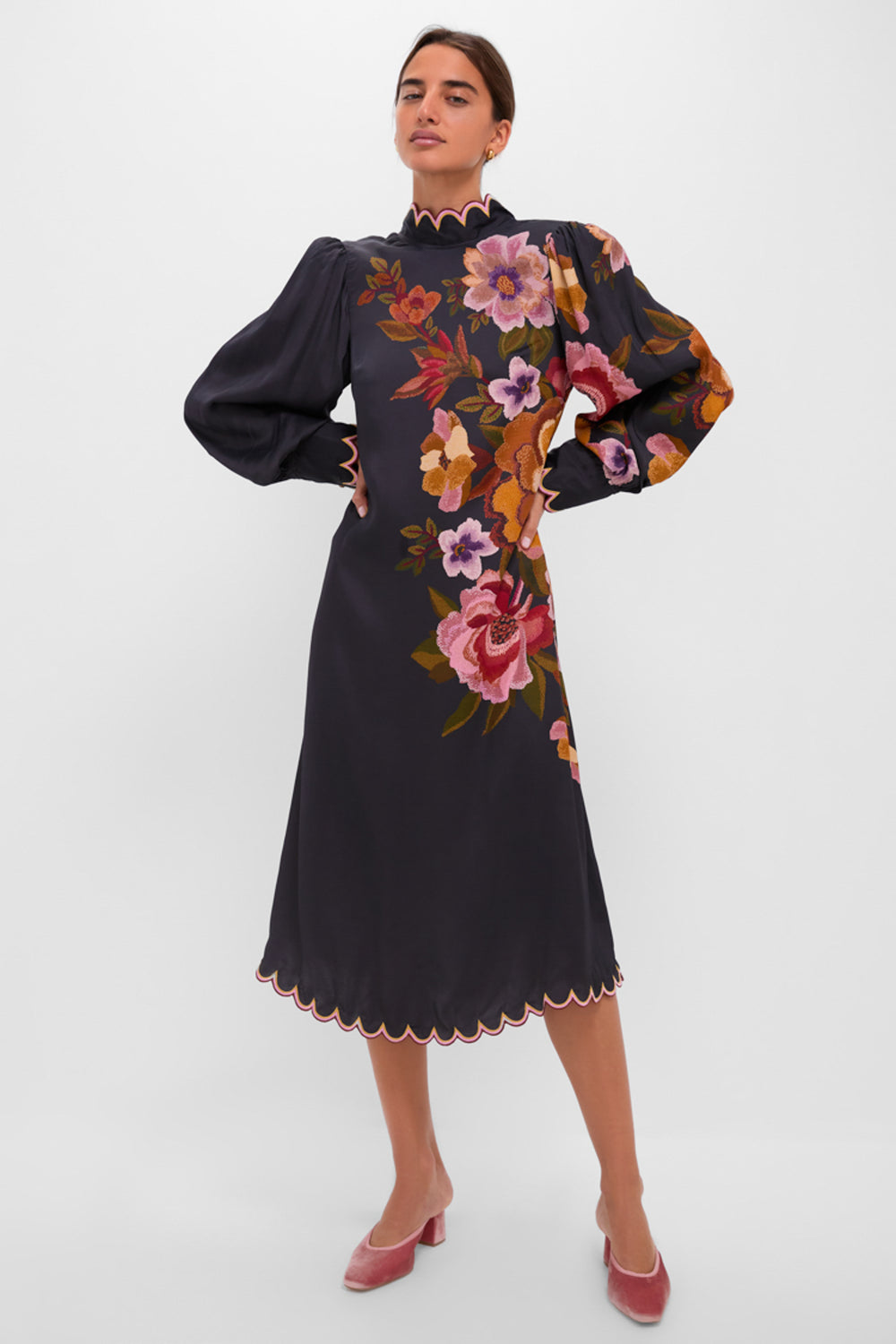 farm rio black flowered bust midi dress Black Flowered Bust Midi Dress FARM Rio