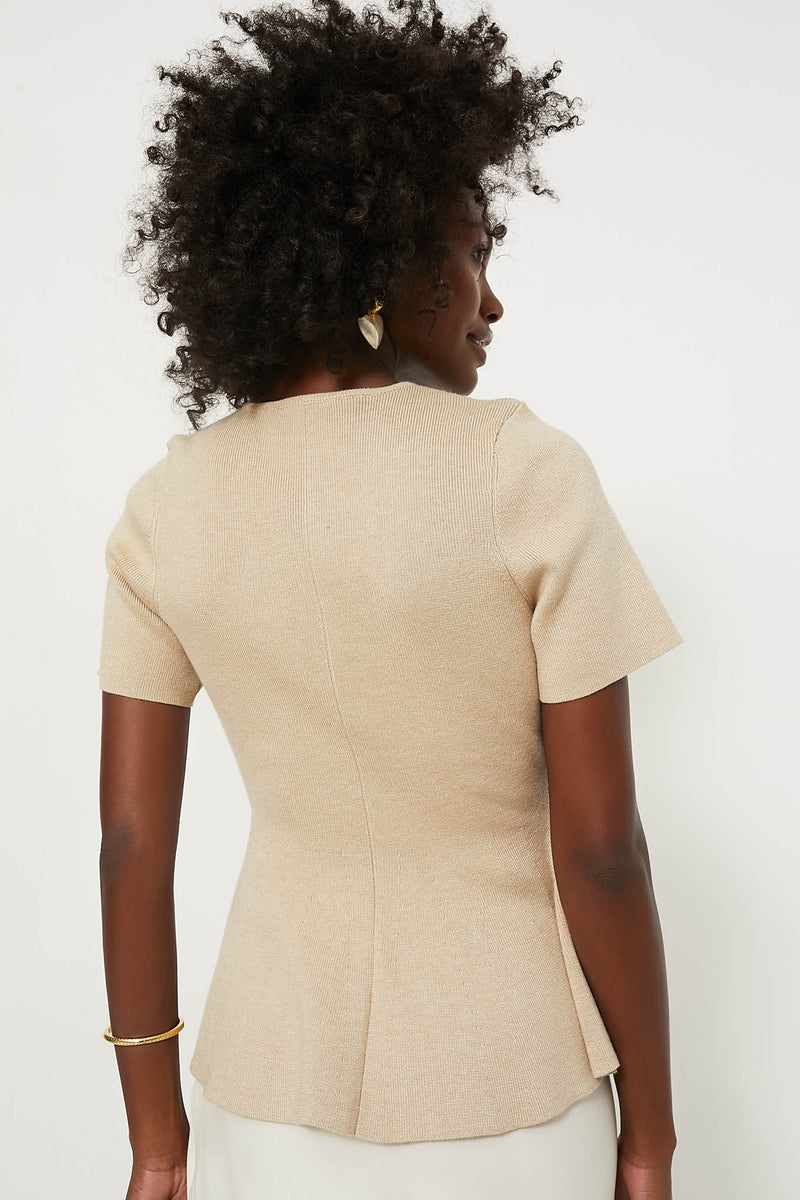 Tan Knit Phoebe Peplum Top