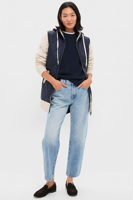 Navy and Heathered Sand Barrows Mixed Media Jacket