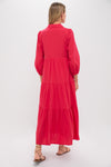 Hibiscus Red Cotton Mabel Maxi Dress