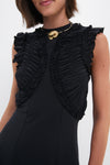 Noir Shiva Sleeveless Ruffled Midi Dress