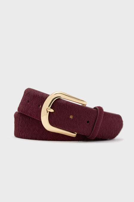 Burgundy Kennedy Calf-Hair Belt