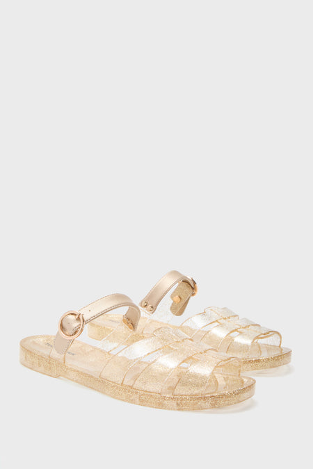 Champagne Glitter Riley Jelly Sandals