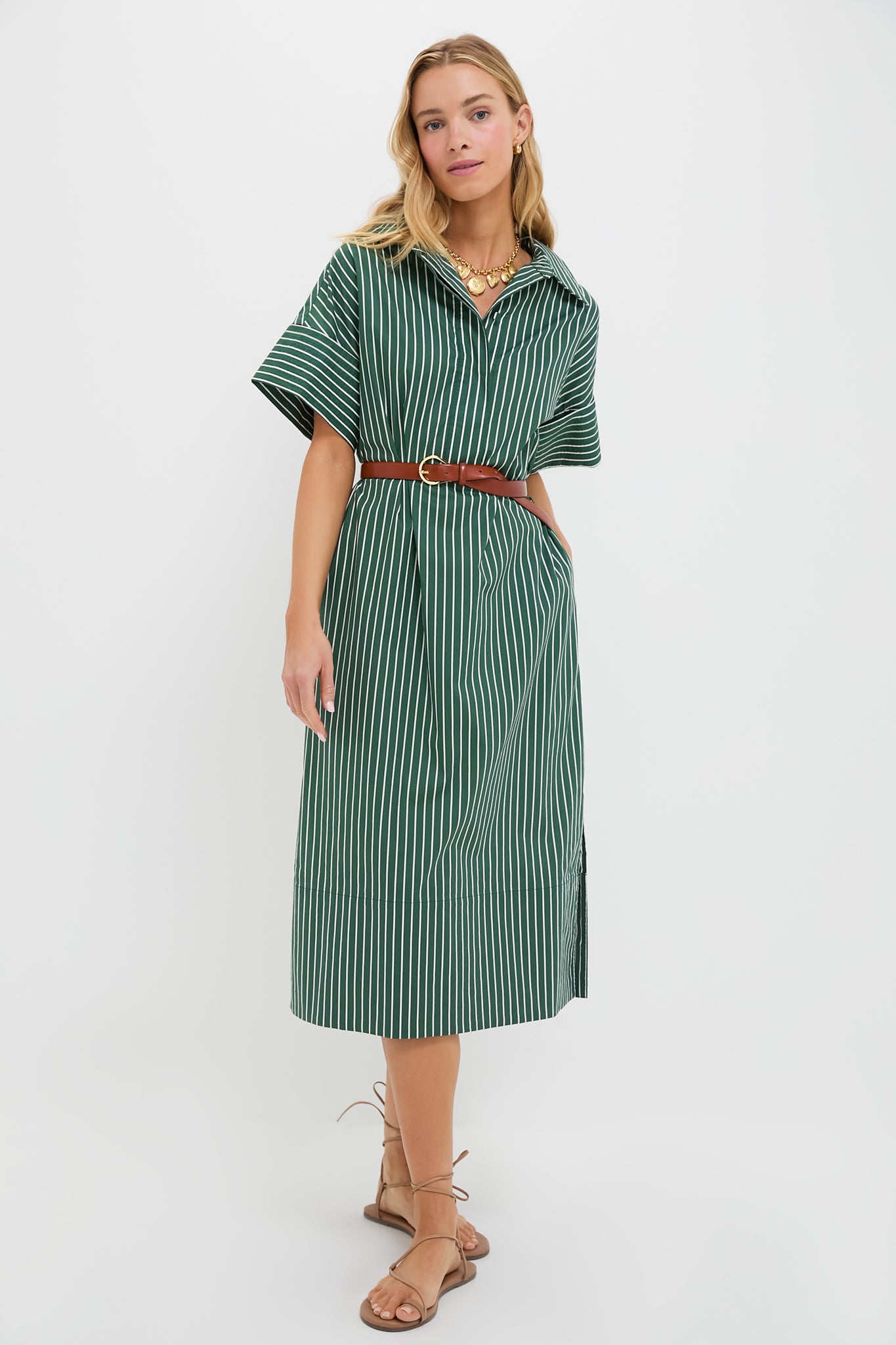 Pomander Place Green Stripe Reina Dress Green / XXS Pomander Place Green Stripe Reina Dress Green / XXS
