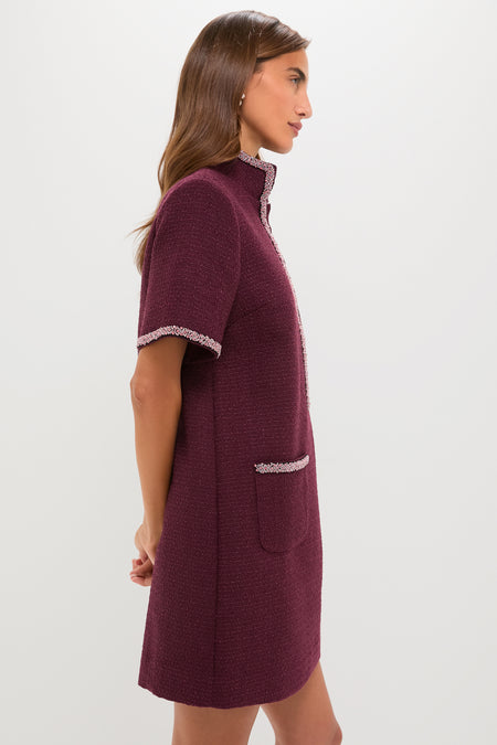 Winetasting Tweed Embellished Ophelia Dress