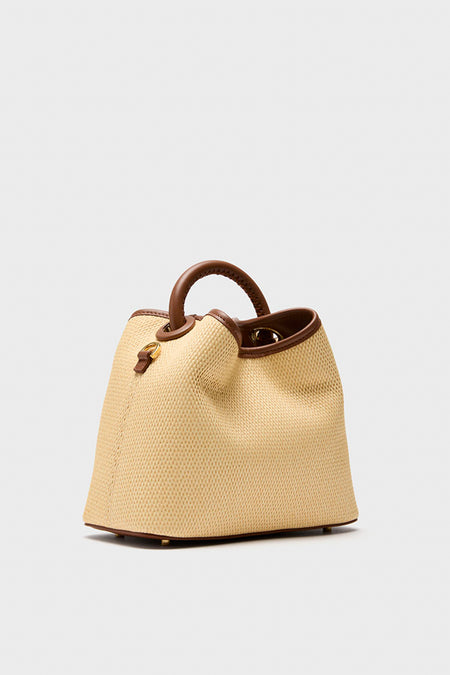 Natural and Cognac Raffia Baozi Bag
