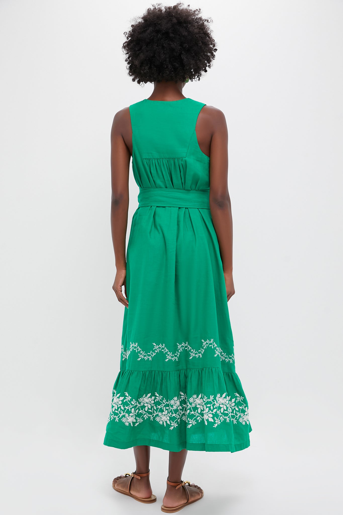 Garden Green Embroidered Malene Dress