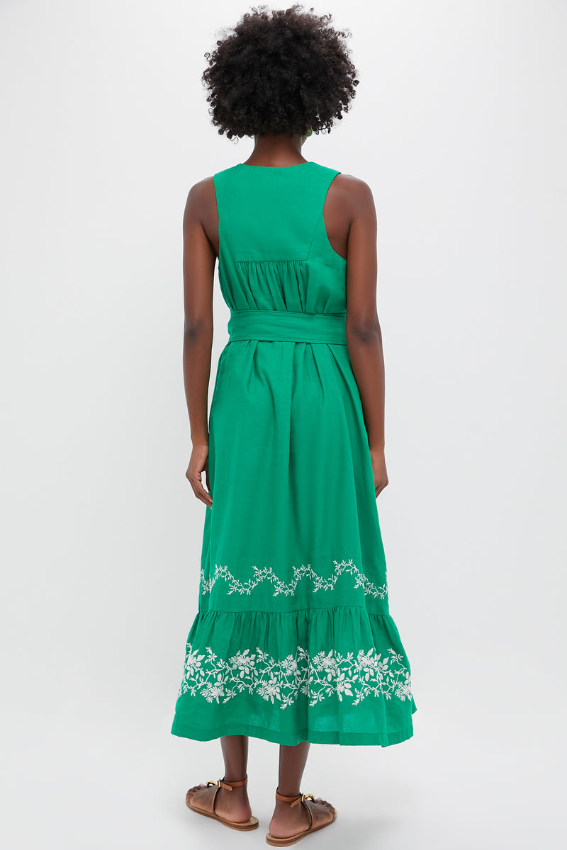 Garden Green Embroidered Malene Dress