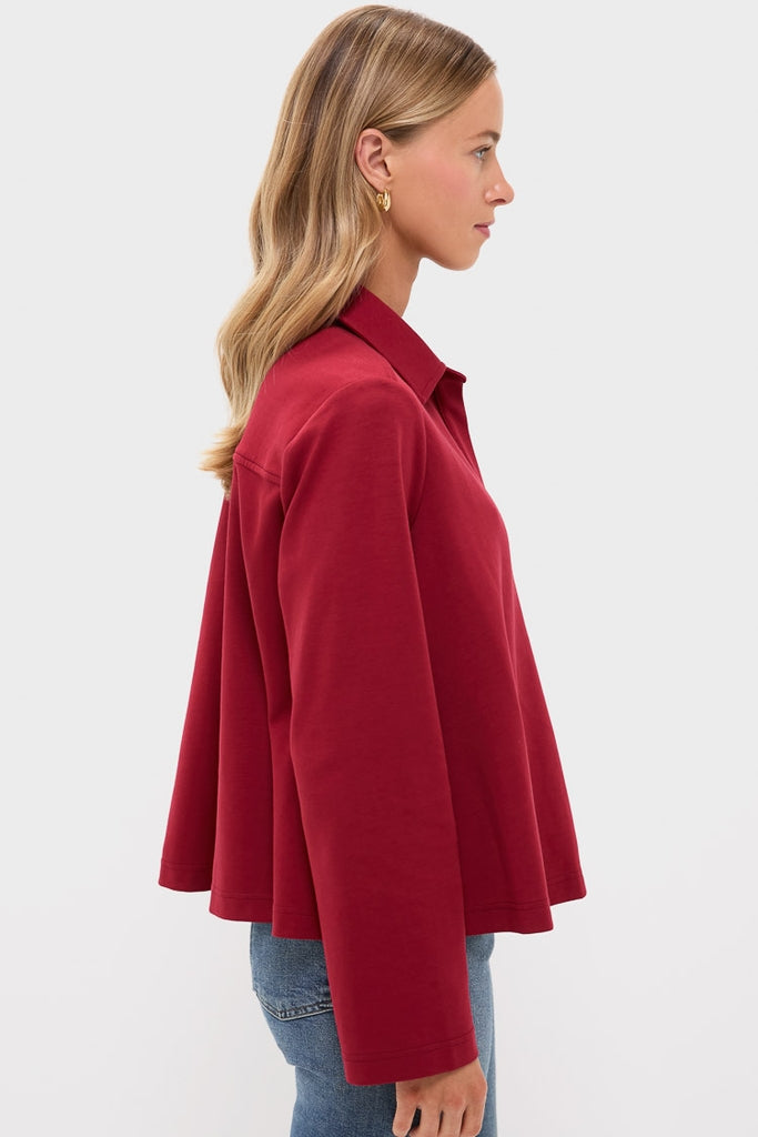 Red Carlyn Long Sleeve Polo