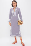 Navy and White Classic Caftan with Ric-Rac