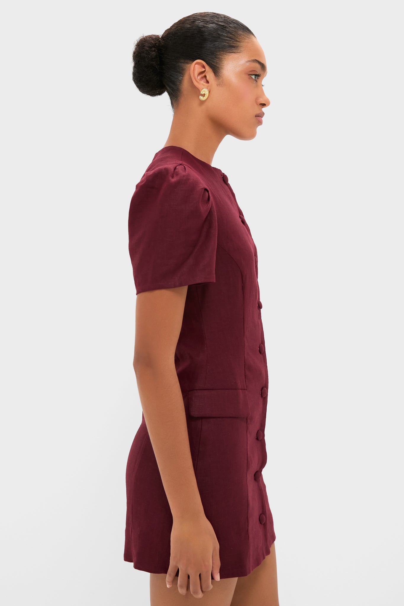 faithfull emma linen mini dress Faithfull The Brand Emma Mini Dress - Bordeaux