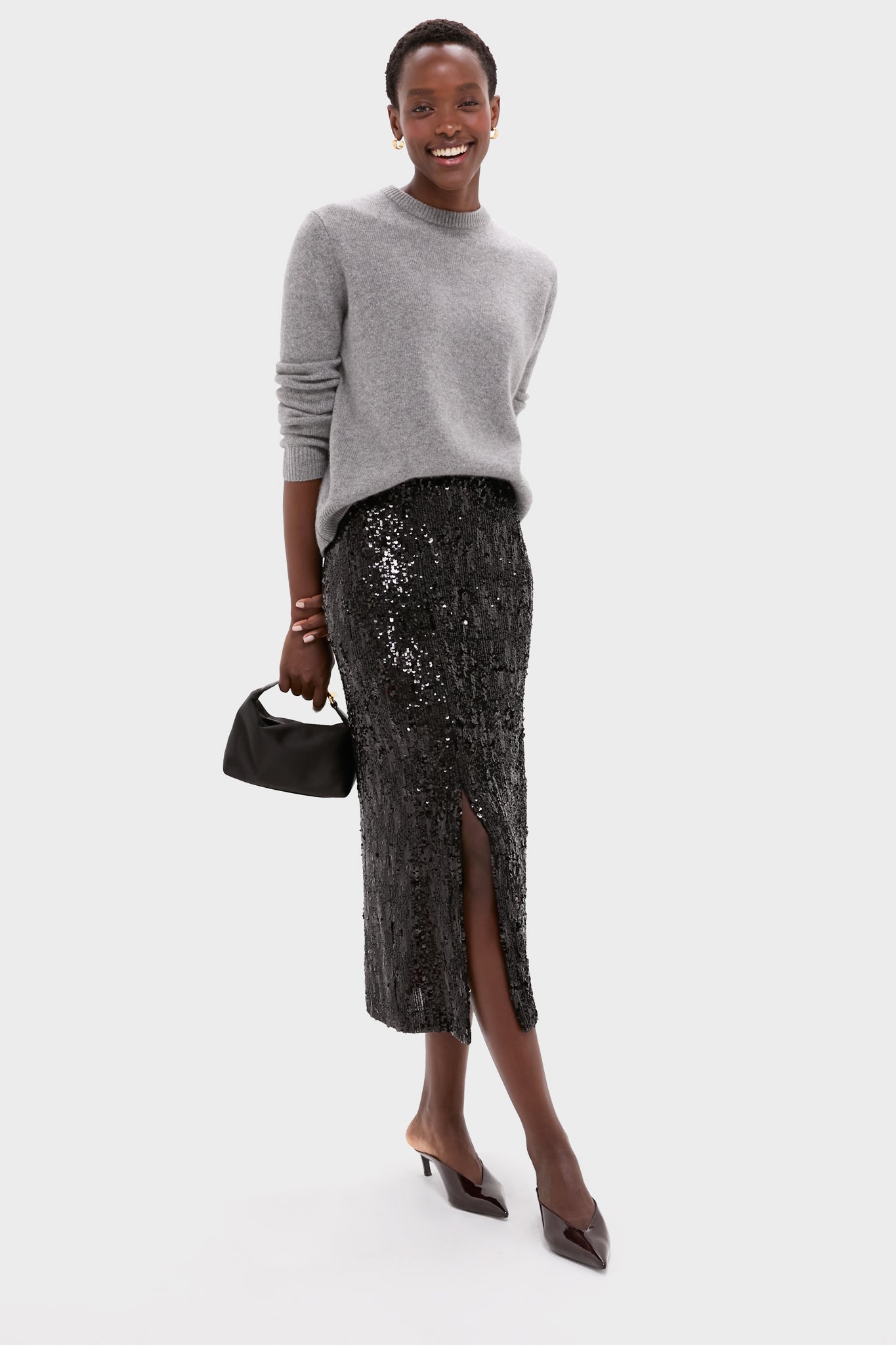 Black Sequin Pencil Skirt