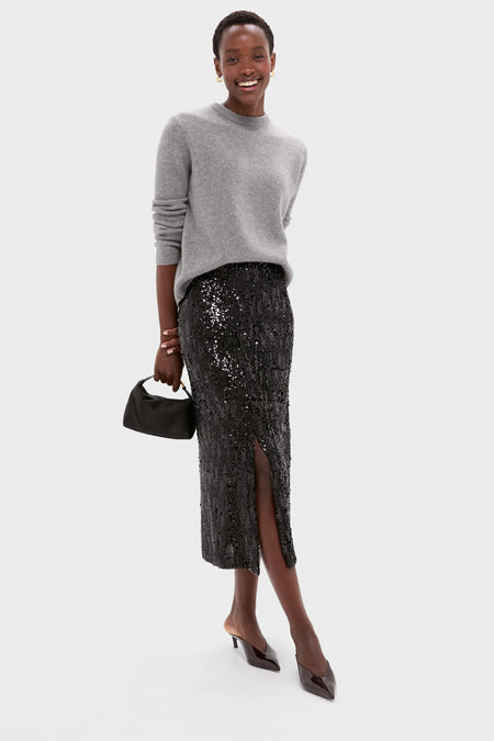 Black Sequin Pencil Skirt