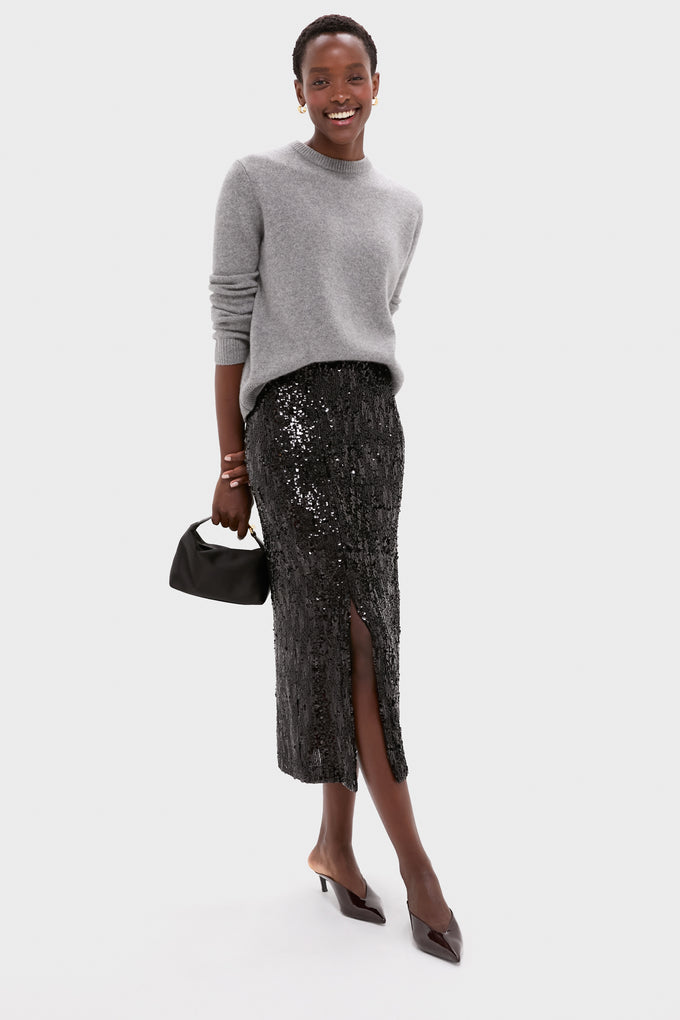 Black Sequin Pencil Skirt