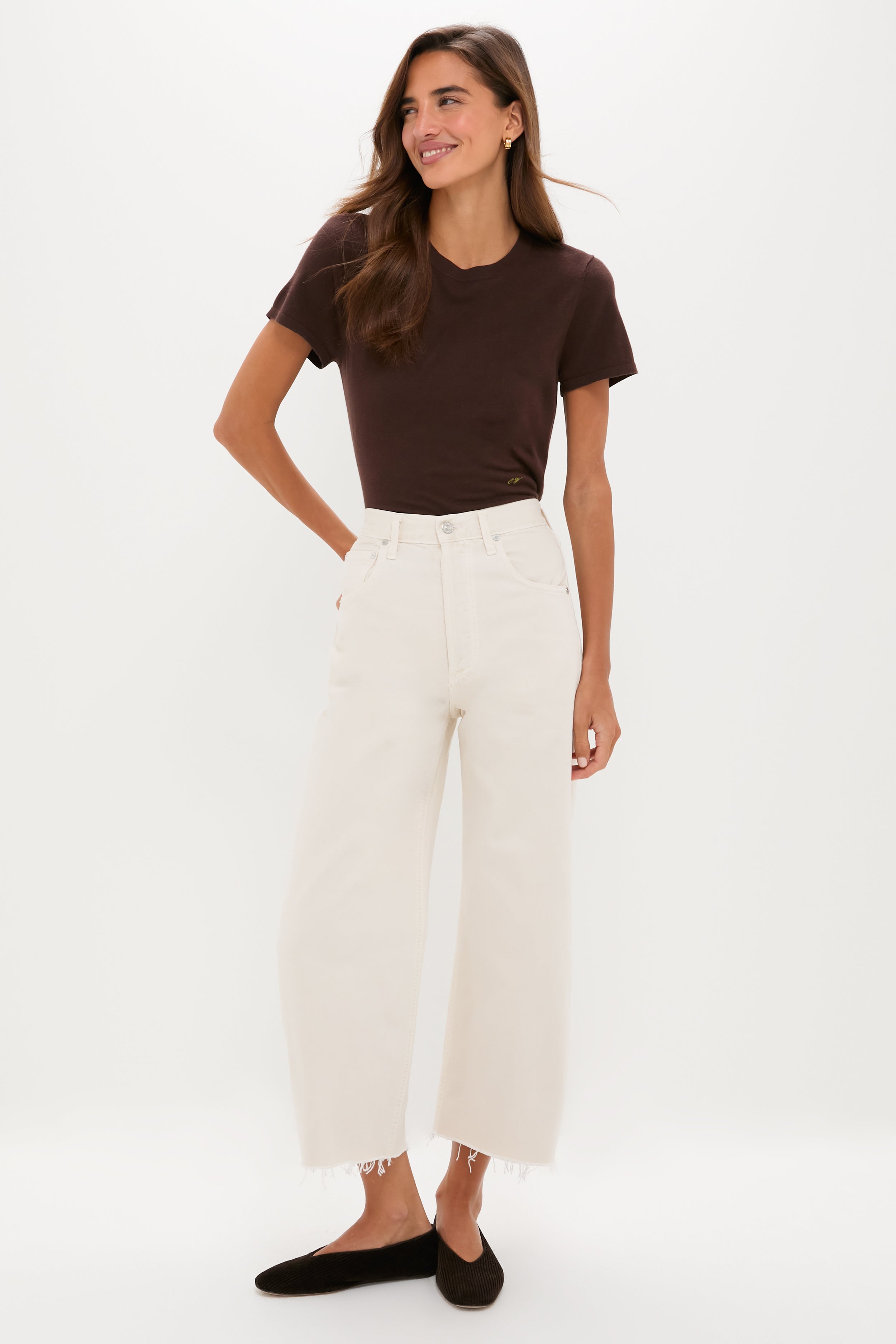 Almondette Ayla Raw Hem Crop