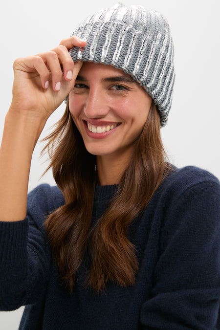Silver Metallic Winter Hat