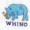 A cartoon blue rhinoceros with a distressed expression holds a tissue to its nose, standing above the bold word WHINO in capital letters.