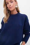 Navy Cotton Cliff Crewneck Sweater